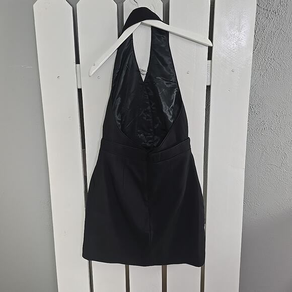 Commense Black Halter Mini Dress with Gold Accents - Picture 3 of 11